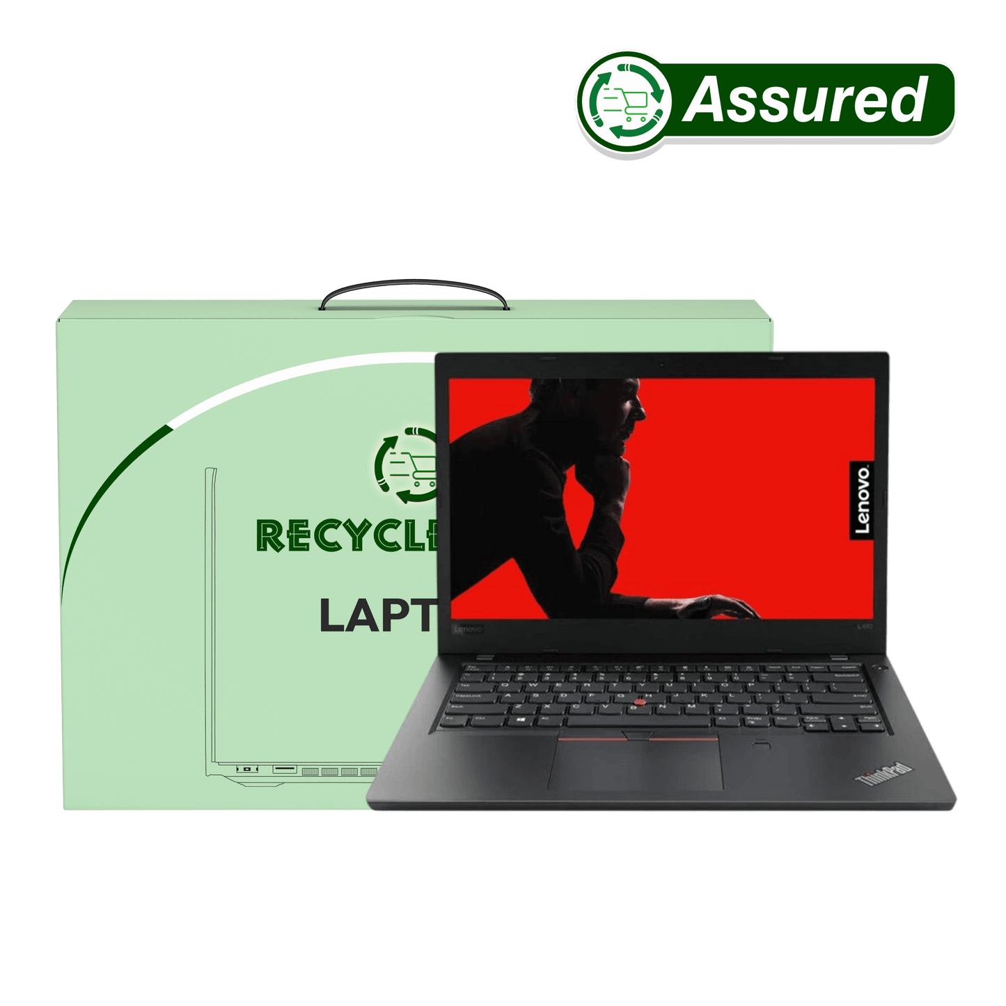 Refurbished Laptop Lenovo ThinkPad L480 i5 8th Gen front view with Windows 11 and MS Office