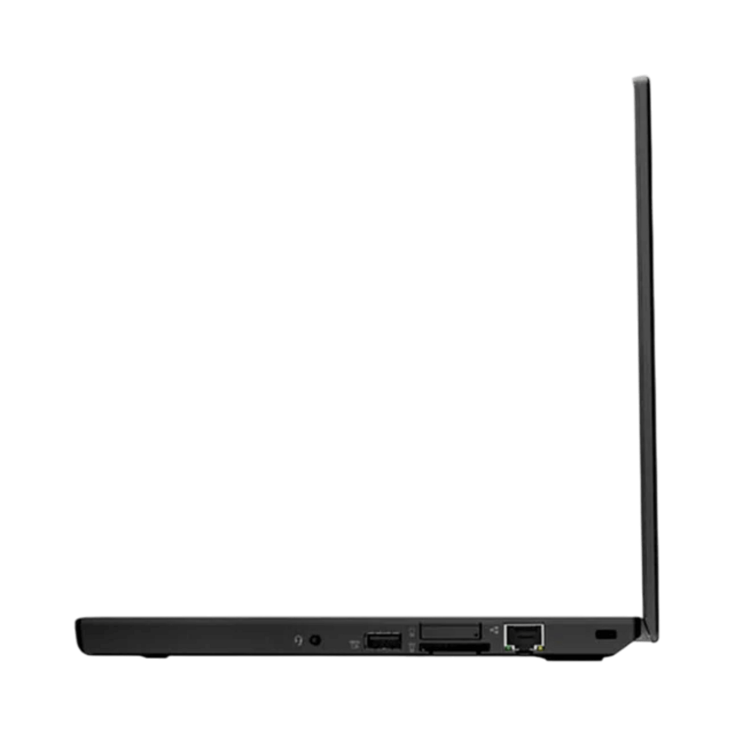 Refurbished laptop Lenovo ThinkPad X270 side profile highlighting slim edge design