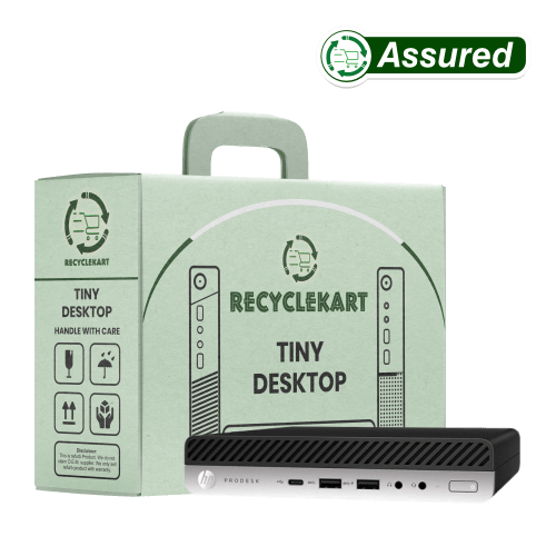 Front view of HP ProDesk i5 7th Gen refurbished mini desktop PC for office and home computing