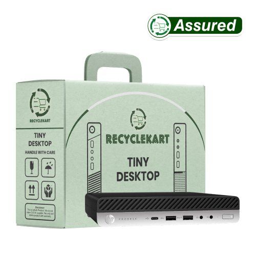 Front view of HP ProDesk 8th Gen mini Refurbished desktop barebone PC for office and business use