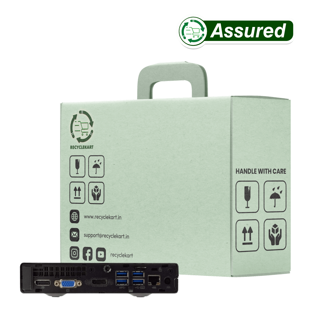 Rear panel of HP EliteDesk i3 6th Gen mini desktop featuring airflow vents and I/O ports