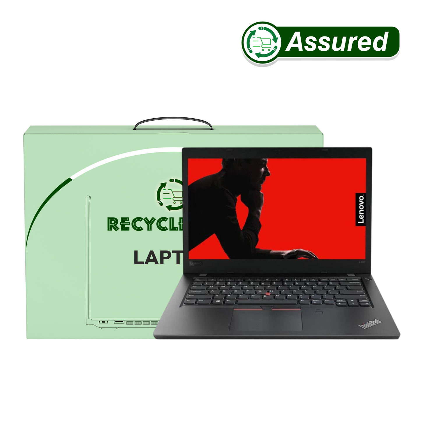 Refurbished Laptop Lenovo ThinkPad L480 i5 8th Gen front view with Windows 11 and MS Office