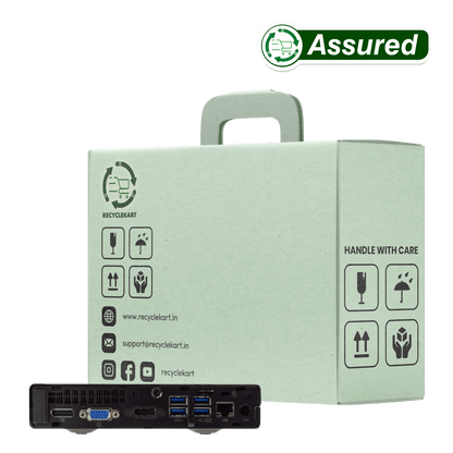 Rear panel of HP EliteDesk i3 6th Gen mini desktop featuring airflow vents and I/O ports