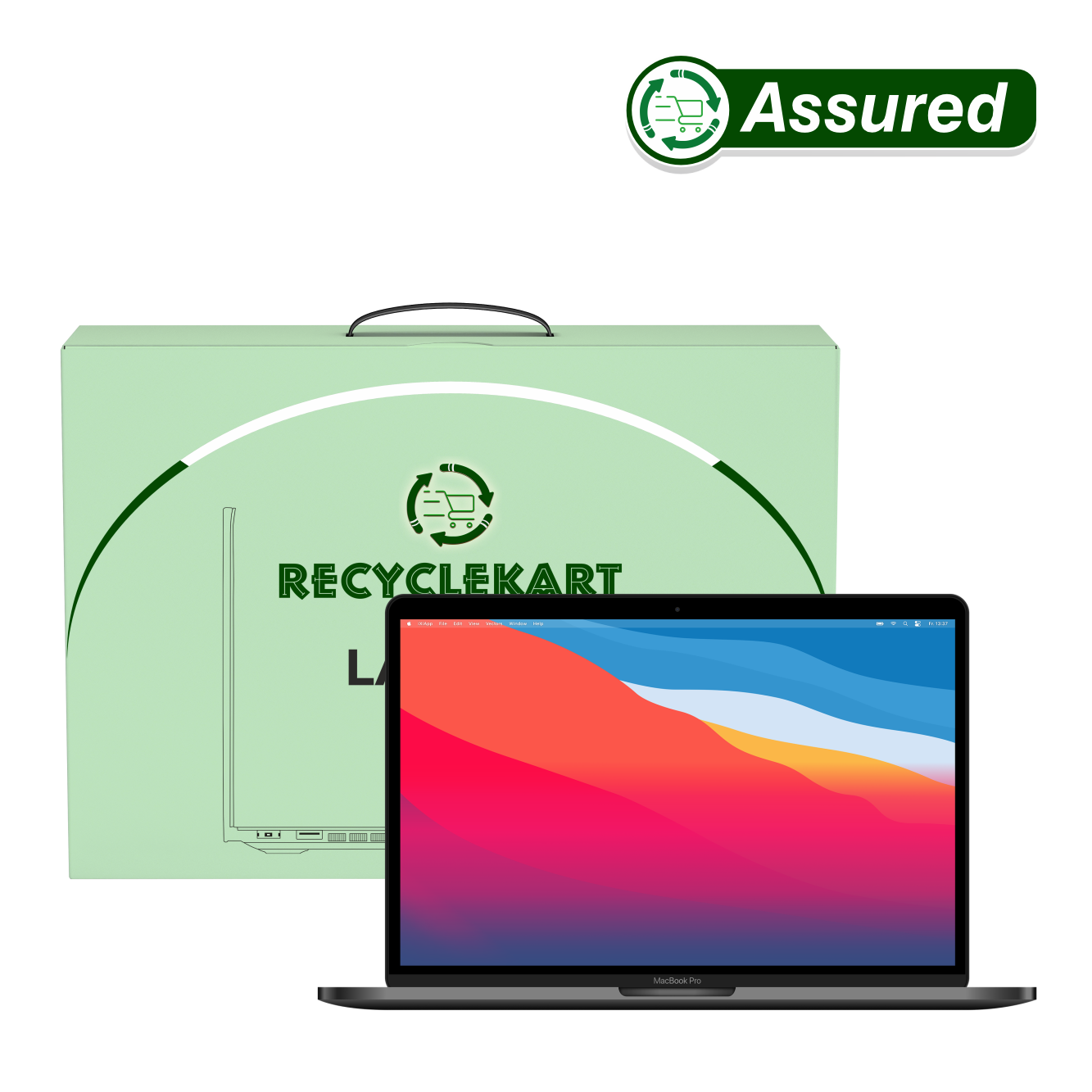 Refurbished Apple MacBook Pro A2251 with RecycleKart packaging and assured quality seal.